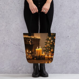 Stoffbeutel Allover Weihnachten Kamin
