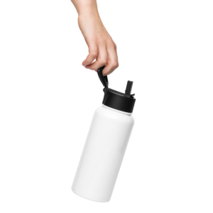 Edelstahl Trinkflasche mit Strohhalm