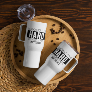 Reisebecher mit Griff hard is not impossible