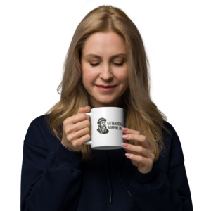 Weiße, glänzende Tasse GUTENBERGSSOEHNE.DE